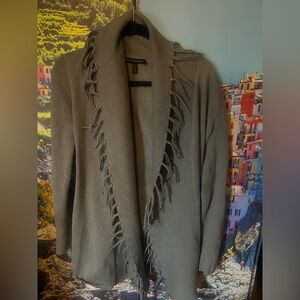 White House Black Market Heather Gray Knit Cardigan